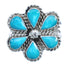 Native American Turquoise Flower Authentic Sterling Silver Ring Size 8-3/4 JX130567